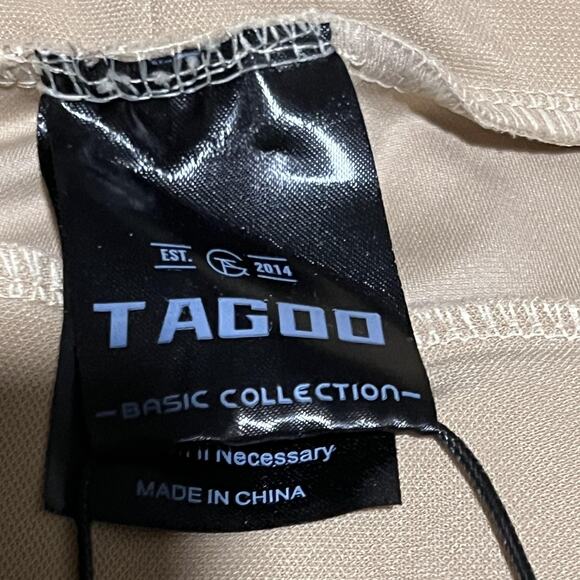 TAGOO Pants Womens Small Beige Stretch Pull On Back Pockets Nylon Spandex Skinny - Picture 3 of 8